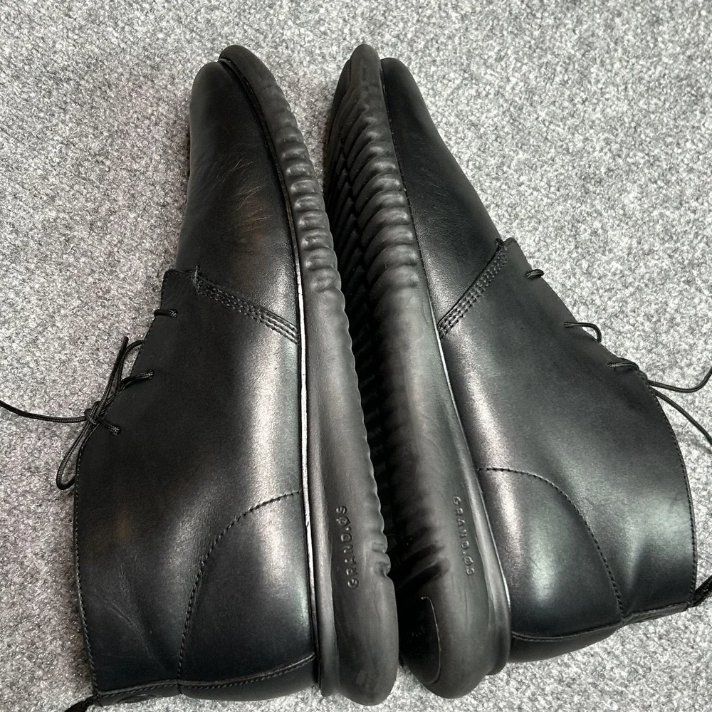 Cole Haan Zerogrand Chukka Boots‎ Mens Size 9.5M Black Leather Lace Up Casual